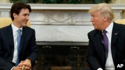 Le Premier ministre canadien Justin Trudeau et le président américain Donald Trump, Washington, le 13 février 2017 