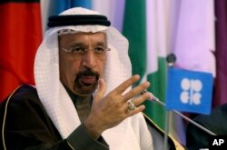 Khalid Al-Falih, Minister of Energy, Industry and Mineral Resources of Saudi Arabia, attends a news conference after a meeting of OPEC in Vienna, Austria, Dec. 10, 2016.