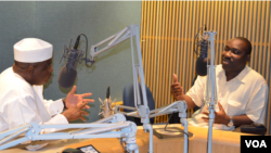 Honorable Aminu Waziri Tambuwal (l) Speaker of Nigeria's House of Representatives in an interview with VOA's Peter Clottey 