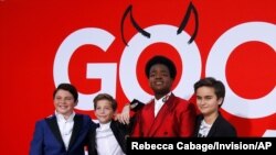 Para aktor pemeran dalam film "Good Boys", Keith L. Williams, Jacob Tremblay, Brady Noon dan Chance Hurstfield saat pemutaran perdana di Los Angeles, California, 14 Agustus 2019.