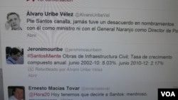 Imagen de la cuenta de twitter del ex presidente de Colombia Álvaro Uribe. Califica de "canalla" al presidente Juan Manuel Santos.