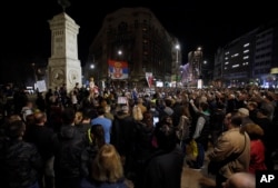 Protest "Jedan od pet miliona", četrnaesti po redu, ispred Terazijske česme u Beogradu, 9. marta 2019.