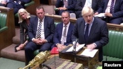British Prime Minister Boris Johnson speaks in Parliament in London, Britain September 3, 2019, in this screen grab taken from video. Parliament TV via REUTERS - RC152486B3C0