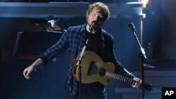 Ed Sheeran performs at "Stevie Wonder: Songs in the Key of Life - An All-Star Grammy Salute," at the Nokia Theatre L.A. Live, Feb. 10, 2015, in Los Angeles.