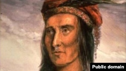 A 20th century adaptation of a portrait of Tecumseh by Benson John Lossing, after a pencil sketch by French trader Pierre Le Dru at Vincennes before 1810.