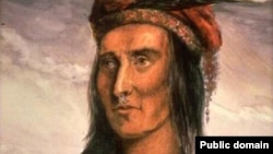 A 20th century adaptation of a portrait of Tecumseh by Benson John Lossing, after a pencil sketch by French trader Pierre Le Dru at Vincennes before 1810.