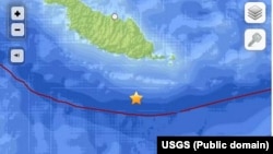Peta daerah gempa di Kepulauan Solomon (12/4).