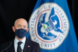 Secretary of Homeland Security Alejandro Mayorkas speaks about aviation security ahead of the summer travel season during a news conference at Ronald Reagan Washington National Airport, Tuesday, May 25, 2021, in Arlington, Va. (AP Photo/Patrick Semansky)