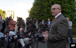 National Security Adviser H.R. McMaster speaks to the media outside the West Wing of the White House in Washington, May 15, 2017.