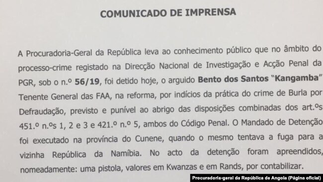 Comunicado da PGR