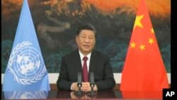 Imagen tomada de un video del presidente chino, Xi Jinping, en la Conferencia de Biodiversidad de la ONU COP15 en Kunming, China, el 12 de octubre de 2021.