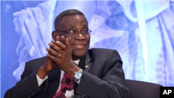 Ghana President John Atta Mills attending a symposium at the Ronald Reagan Building in Washington, May 18, 2012.