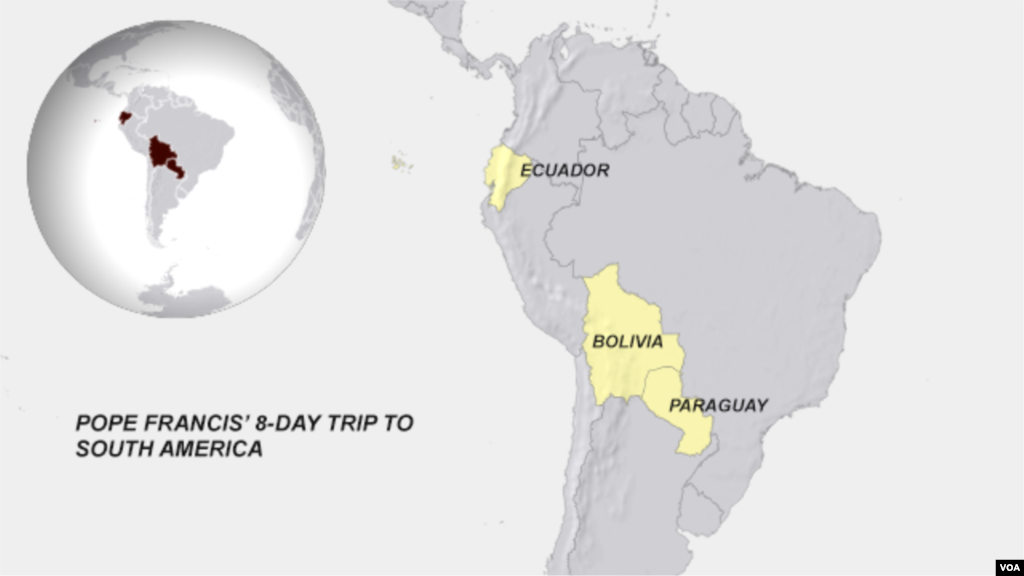 A viagem do Papa Francisco para a América do Sul