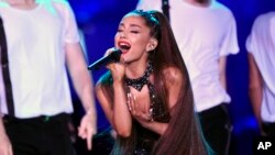 FILE - Ariana Grande performs at Wango Tango in Los Angeles, June 2, 2018. Ariana Grande’s Love Me Harder is one of the songs restricted in West Java.