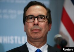 U.S. Secretary of the Treasury Steven Mnuchin holds a news conference after the G7 Finance Ministers Summit in Whistler, British Columbia, Canada, June 2, 2018.