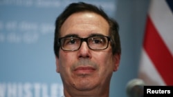 Le secrétaire américain au Trésor, Steven Mnuchin, à Whistler au Canada, le 2 juin 2018.