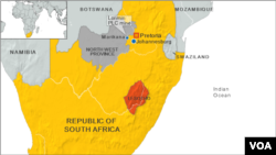 South Africa, locating Marikana, North West Province