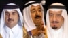 از راست پادشاه عربستان و امیران کویت و قطر