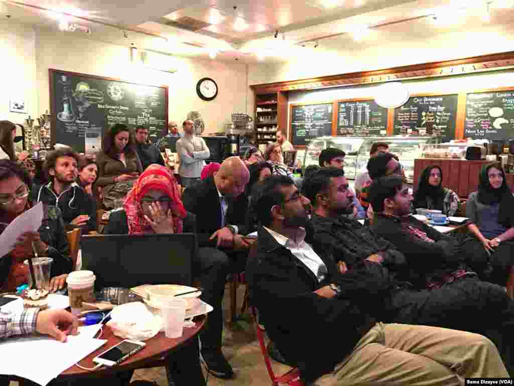 The Muslim Public Affairs Council hosted a debate-watch party, where most of the attendees are Muslim-Americans, in Arlington, Virginia, Sept. 26, 2016. 
