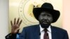 FILE: South Sudan President Salva Kiir gestures during a news conference in Juba, 12.18.2013