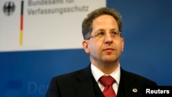 FILE - President of Germany's intelligence agency Hans-Georg Maassen at the Federal Office for the Protection of the Constitution in Cologne