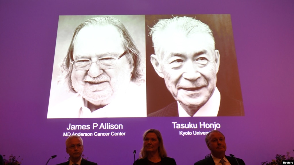 El estadounidense James Allison y el japonés Tasuku Honjo recibieron el Premio Nobel de Fisiología o Medicina 2018, el lunes 1 de octubre.
