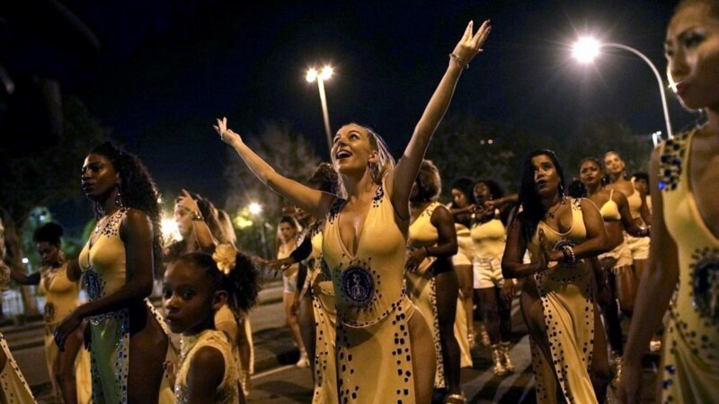 Foreign Dancers Train in Samba at Brazilian Carnival