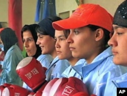 Wearing boxing gloves instead of burqas, these young women are members of Afghanistan's national female boxing team, created in 2007 by their country's Olympic Commission.