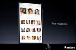 Craig Federighi, Senior Vice President of Software Engineering for Apple Inc., talks about face recognition with iOS at the company's World Wide Developers Conference in San Francisco, California, U.S. on June 13, 2016.
