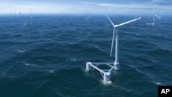 Rendering of floating offshore wind farm