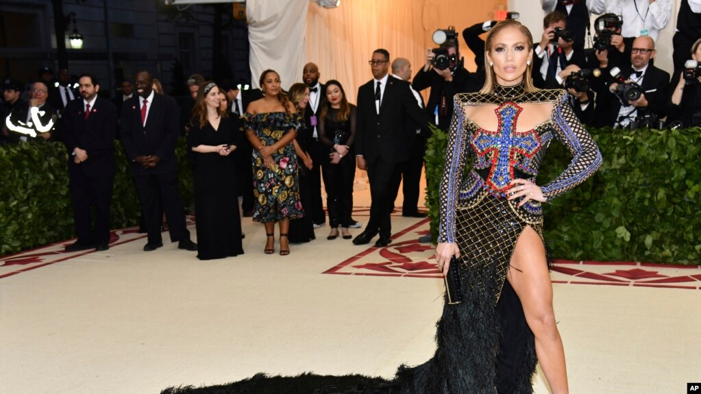 La cantante y actriz Jennifer Lopez durante la Gala del Met, Nueva York, 7 de mayo 2018.