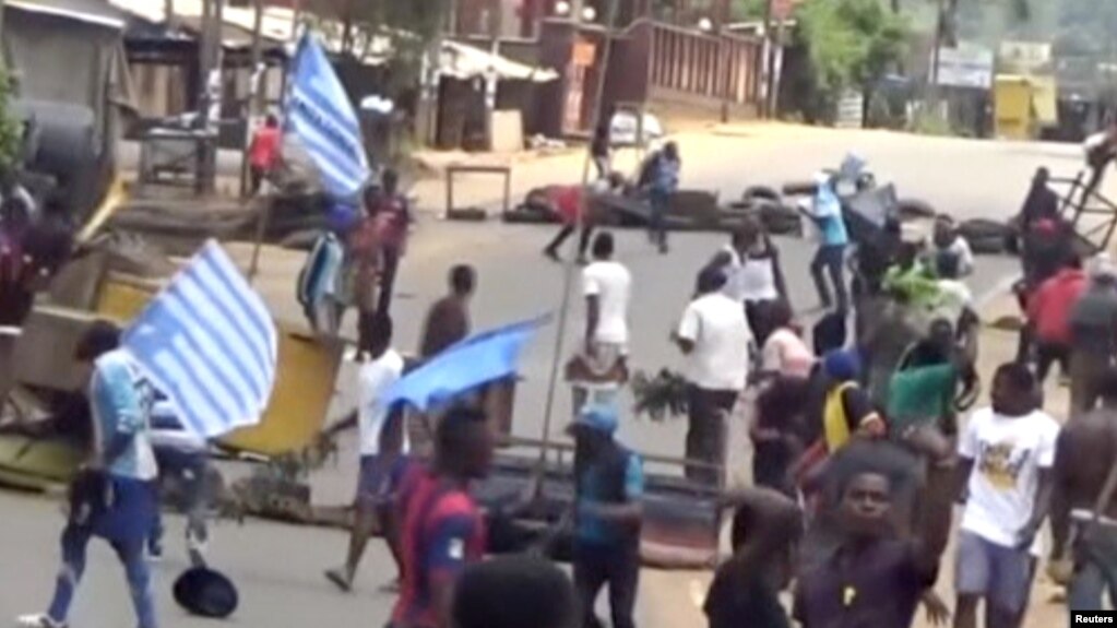 Capture d'écran d'une vidéo de manifestation à Bamenda, le 1er octobre 2017