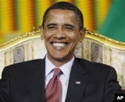 President Barack Obama before delivering a speech to Ghana's parliament in 2009.