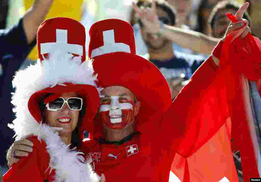 Fans of Switzerland before their game against Argentina at the Corinthians arena in Sao Paulo, July 1, 2014.
