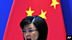 ທ່ານນາງ Jiang Yu ໂຄສົກກະຊວງການຕ່າງປະເທດຈີນ ກ່າວຕໍ່ກອງປະຊຸມນັກຂ່າວທີ່ກຸງປັກກິງ. ວັນທີ 7 ທັນວາ 2010