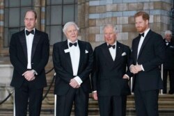 Prince William, The Duke of Cambridge, Sir David Attenborough, Prince Charles, The Prince of Wales and Prince Harry, The Duke of Sussex at the World Premiere of Our Planet held at the Natural History Museum in London, April 4, 2019. (AP photo)
