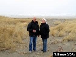 Survival Capsule customer Jeanne Johnson (right) lives three houses in from the dunes and the Pacific Ocean surf on Washington state's Long Beach Peninsula.