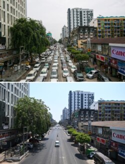 စက်တင်ဘာ ၁၉၊ ၂၀၁၉ မှာတွေ့ရတဲ့ ရန်ကုန်မြို့ထဲက လမ်း နဲ့ ၂၀၂၀ ပြည့်နှစ် ဧပြီ ၁၂ ရက်နေ့မှာ မြင်တွေ့ရတဲ့ ရန်ကုန်မြို့ထဲက လမ်း