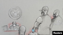 Mario Antonio Palacios, 43, comparece ante el tribunal en Miami, Estados Unidos, el 4 de enero de 2022, según una ilustración de la corte.