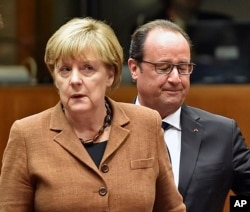 German Chancellor Angela Merkel and French President Francois Hollande