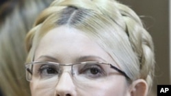 Former Ukrainian Prime Minister Yulia Tymoshenko seen during her trial, at the Pecherskiy District Court in Kiev, Ukraine, Tuesday, Oct. 11, 2011.