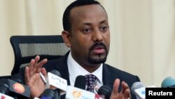 FILE - Ethiopian Prime Minister Abiy Ahmed speaks to reporters in his office in Addis Ababa, Ethiopia August 25, 2018.