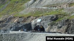 Construction site of the Zoji La tunnel near Baltal, Kashmir, India