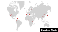 Stars mark the 14 populations throughout the world that donated DNA for this study. (Credit: Catherine Kolf)