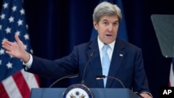 Secretary of State John Kerry speaks at the State Department in Washington, Wednesday, Dec. 28, 2016. Kerry defended the Obama administration's decision to allow the U.N. Security Council to declare Israeli settlements illegal and warned that Israel's future as a democracy is at stake. (AP Photo/Andrew Harnik)