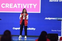 Penggagas Gerakan Indonesia Digital Tribe Najwa Shibab mengatakan Kreativitas para talenta digital perlu di asah untuk menciptakan sebuah ide, inovasi dan gagasan yang hebat. (Biro Setpres)