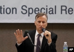 Eugene Bell Foundation Chairman Stephen Linton speaks during a news conference in Seoul, South Korea, Nov. 16, 2018.