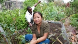 Refugee gardeners participating in the International Rescue Committee's New Roots program at Drew Gardens in the Bronx area of New York City