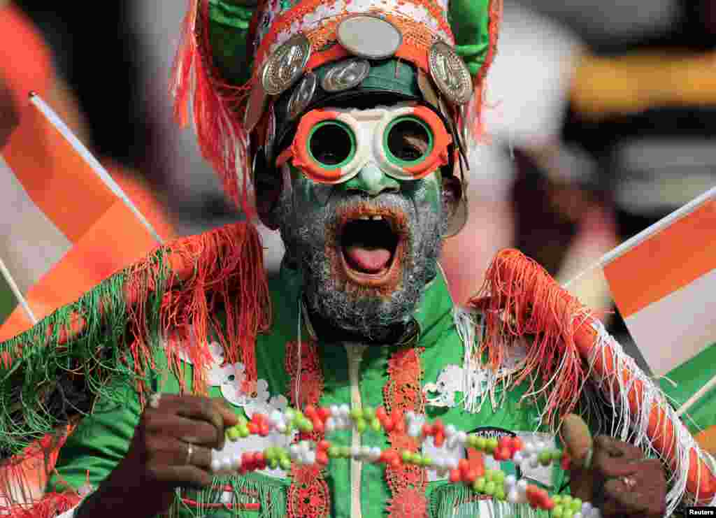 Ivory Coast fan is seen before the match Ivory Coast vs Algeria in Cameroon on Jan. 20, 2022