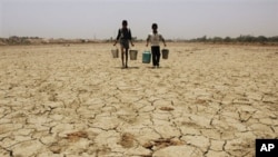 Children look for water on the bed of a dried up lake in Lucknow, India (file photo)